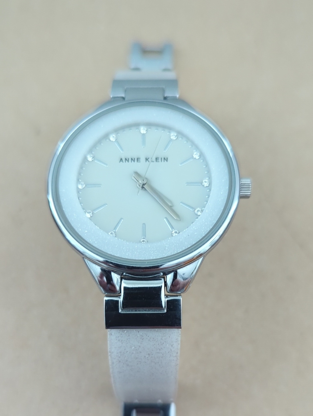 Anne Klein Silver and White Women's Bracelet Watch
